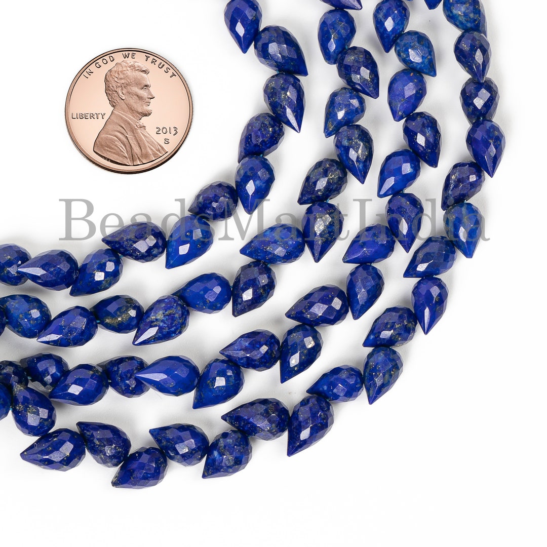 Lapis Lazuli Faceted Side Drill Drop Shape Beads, Natural Lapis