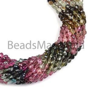 Multi Tourmaline Faceted Heart Briolette Beads, Faceted Heart Shape Gemstone Beads, Natural Multi Color Tourmaline Beads, Beads For Jewelry.