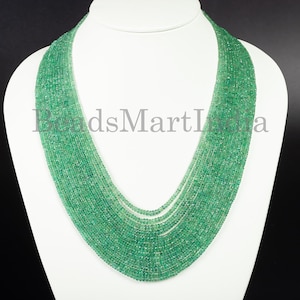 Zambian Emerald Beads Necklace, Emerald Rondelle Necklace, Emerald Faceted Necklace, Emerald Beaded Jewelry, Anniversary Gift, Gift For Her