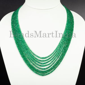Natural Zambian Emerald Necklace, Rondelle Necklace, Emerald Faceted Gemstone, Emerald Jewelry, Wedding Necklace, Emerald Gemstone Beads