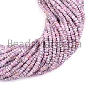 Pink Silverite Faceted Rondelle Beads, 4.50 Mm Pink Silverite Faceted Beads, Pink Silverite Rondelle Beads, Pink Silverite Natural Beads