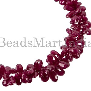 Rare Top Quality Mozambique Ruby Beads, 100% Natural Ruby Faceted Pear Side Cut Beads, 7inch Ruby Briolette Strand, Beads for Jewelry Making