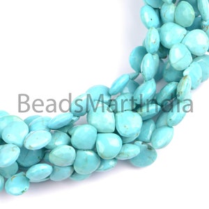 AAA Turquoise Faceted Heart Beads, 7-9mm Faceted Heart Shape Beads, Blue Turquoise Gemstone Beads, Turquoise Beads Strand for Jewelry Making
