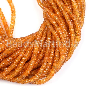 Spessartine Garnet Faceted 3-4.5mm Beads, Garnet Rondelle Beads, Spessartine Garnet Faceted Beads, Spessartine Garnet Beads, Garnet Beads