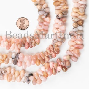 Pink Opal Smooth Drop Shape Beads, Natural Pink Opal Gemstone Strand, 9inch Plain Opal Beads For Jewelry Making, Wholesale Beads Suppliers