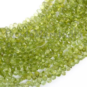 Natural Peridot Beads, 3x4.5-3.5x5.5 mm Peridot Faceted Beads, Peridot Drops Shape Beads, Peridot Faceted Drops, Peridot Faceted Gemstone