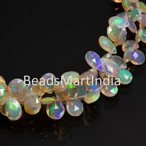 High Quality Ethiopian Opal Beads, 4.50x6-10x17 mm Opal Pear Shape, AAA Quality Opal Faceted Beads, Flashy Opal Beads, Opal Beaded Gemstone