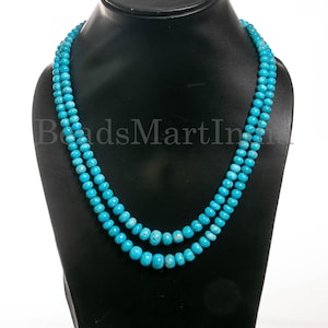 Sleeping Beauty Turquoise Necklace, Turquoise  Rondelle 6-11 mm, Turquoise Smooth, Turquoise Beaded Necklace, Gemstone Jewelry, Smooth Beads