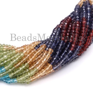 3.50-4 mm Multi Gemstone Faceted Rondelle Beads, Multi Gemstone Beads, Multi Gemstone Rondelle, Multi Gemstone Faceted Rondelle