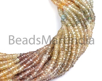 Natural Multi Zircon Faceted Rondelle Shape Beads, 2.5-3MM Multi Zircon Natural Rondelle Shape Beads, Multi Color Zircon Faceted Beads