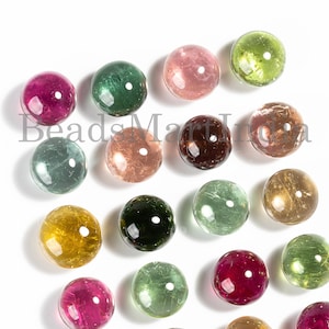 9mm AAA Grade Multi Tourmaline Round Cabochon, Natural Tourmaline Loose Gemstone, Smooth Tourmaline Lot,Multi Tourmaline Round Wholesale Lot