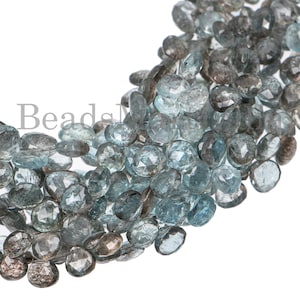 6-7 mm AAA Moss Aquamarine Faceted Heart Beads, Moss Aquamarine Beads, Moss Aquamarine Heart Shape Beads,Moss Aquamarine Faceted Beads,