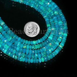 Opalowe fasetowane koraliki Rondelle Paraiba 3,5-5,5 mm, koraliki z opalowych kamieni szlachetnych, fasetowane koraliki z opalowych koralików Paraiba, koraliki Rondelle z opalowych koralików Paraiba