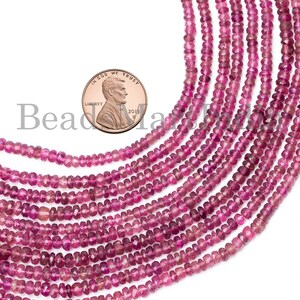 Natural Pink Tourmaline Faceted Rondelle Beads, Pink Tourmaline Beads, Pink Tourmaline Rondelle Wholesale Gemstone Beads, Tourmaline Beads