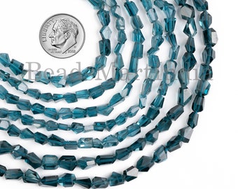 London Blue Topaz Faceted Nugget Shape Beads, 3x5-6x8 mm Topaz Nugget Shape Beads, London Blue Topaz Faceted Beads, London Blue Topaz