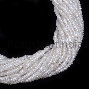 White Zircon Faceted Rondelle Beads, 3-3.50 mm Zircon Natural Indian Cut Faceted Beads, White Color Zircon Natural Bead,White Zircon Beads
