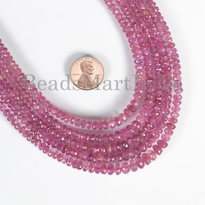 Dainty Natural Ruby Faceted Rondelle Necklace, Ruby Beaded Jewelry, 3-7mm Ruby Gemstone Necklace, Necklace For Women, Anniversary Gift
