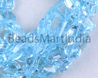 Sky Blue Topaz Faceted Nugget Shape Beads, Blue Topaz Nugget Shape Beads, Sky Blue Topaz Faceted Beads, Sky Blue Topaz Beads, Topaz Beads