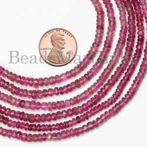 16inch Rubellite Tourmaline Beads Strand, Natural Rubellite Tourmaline Rondelles, Pink Tourmaline Faceted Beads, Rubellite Beads for Jewelry