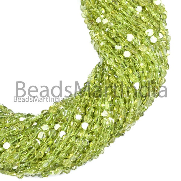 Peridot Plain Coins, peridot Smooth Beads, Peridot Coins Shape Beads, Peridot Plain Coin Beads, Peridot Beads  3-4MM