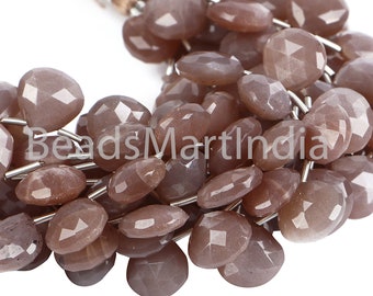 10-12 mm Chocolate Moonstone Faceted Heart Shape Beads, Chocolate Moonstone Heart Beads, Chocolate Moonstone Faceted Beads, Moonstone Beads