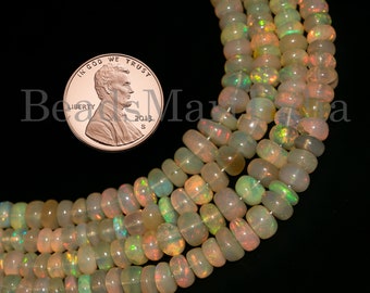 Ethiopian Opal Beads, 3.50-6 mm Opal Plain Beads, Ethiopian Opal Rondelle Beads, Opal Smooth Rondelle Shape Beads, Ethiopian Opal Gemstone