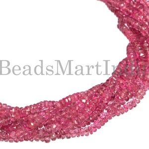 2.5-4.5mm Red Spinel Faceted Rondelles, Natural Red Spinel Drilled Beads, Jewelry Making Supplies, Wholesale Spinel Gemstone Rondelle Beads