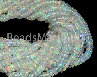 Ethiopian Opal Natural Plain Rondelle Shape Beads, 2.5-4 MM Ethiopian Opal Smooth Beads, Ethiopian Opal Plain Beads,Ethiopian Opal Beads