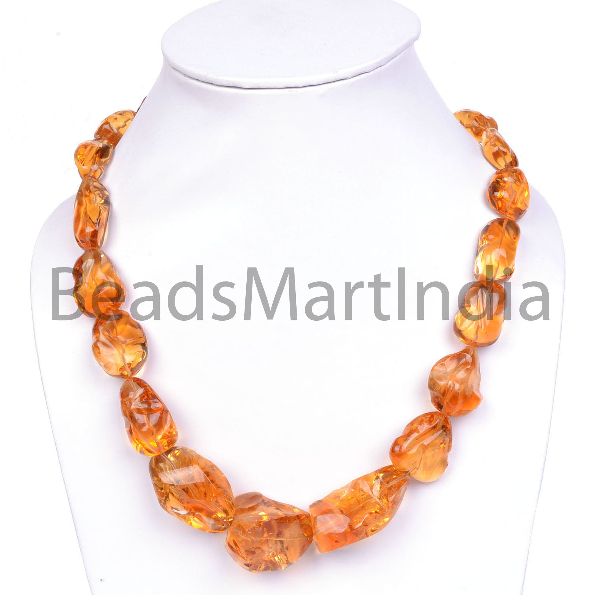 Natural Citrine Beads Necklace, Citrine Nuggets Necklace, Beaded Jewelry, Raw Tumble Beads Necklace,Healing Birthstone Necklace Gift for Her