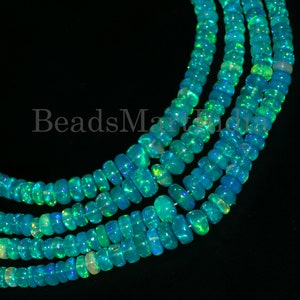 Paraiba Opal Beads, 3-5 mm Opal Smooth Beads, Paraiba Opal Rondelle Beads, Paraiba Opal Smooth Rondelle Beads,Opal Smooth Rondelle Beads