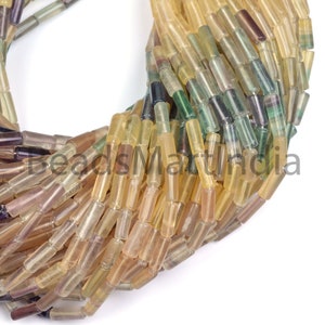 5x12-6x13mm Multi Fluorite Plain Pipe Beads, Multi Fluorite Pipe Beads, Fluorite Plain Beads,Fluorite Gemstone Smooth Beads