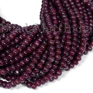 Ruby Smooth Rondelle 4-7 mm Natural Beads, Ruby Beads, Ruby Smooth Beads, Ruby Rondelle Shape Beads, Ruby Plain Rondelle Beads, Ruby
