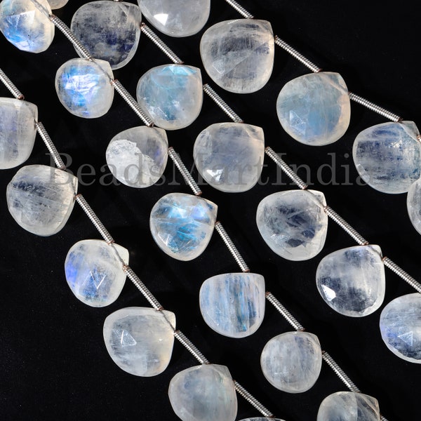 Rainbow Moonstone Heart Beads Strands, High Quality Gemstone Beads, Side Drill Beads For Jewelry Making, June Birthstone, Wholesale Supplies