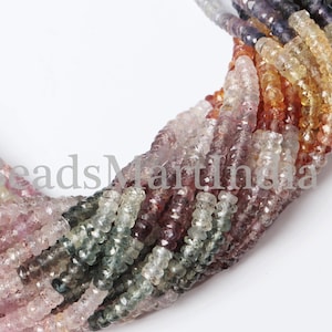Multi Sapphire Beads, Sapphire Beads, 3-4 mm Sapphire Rondelle Beads, Multi Sapphire Faceted Beads, Sapphire Faceted Beads,Sapphire Rondelle