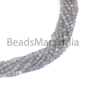 Grey Moonstone Plain Round Shape Beads, Grey Moonstone Smooth Beads, Gray Moonstone Beads, Moonstone  4-5MM