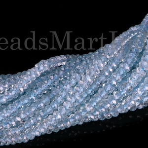 Blue Topaz Rondelle Beads, 3-3.5MM Topaz Faceted Beads, Blue Topaz Beads, Blue Topaz Rondelle Shape Beads, Topaz Faceted Rondelle Beads