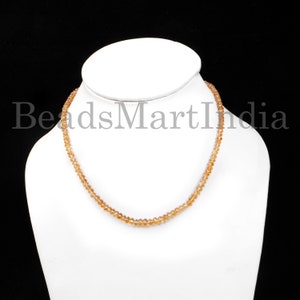 Citrine Faceted Rondelle Beads Necklace , Citrine Faceted Beads, Natural Citrine , Beaded Necklace For Women, Necklace Gifts For Her