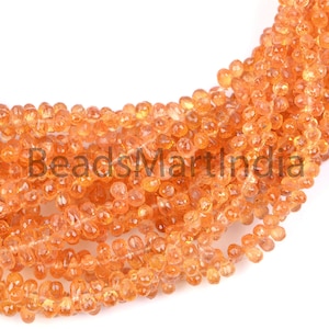 Natural Orange Sapphire Drops Shape Beads, 2X3-3X5 Mm Faceted Orange Sapphire Beads, Faceted Drops Sapphire, Orange Sapphire Beads