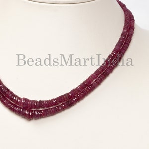 Collar de rubí natural, collar de forma de neumático de rubí, collar de piedra preciosa de rubí, collar facetado de rubí, collar de cuentas de rubí, joyería de piedra preciosa de rubí