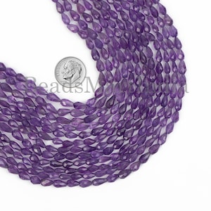 Natural Amethyst Straight Drill 4x6-5x7mm Beads, Jewelry Making Drop Briolettes, Amethyst Faceted Gemstone Beads, 14&quot; Amethyst Beads Strands