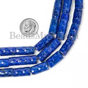 Natural Lapis Lazuli Long Pipe Faceted Beads, Unique Cut Lapis Pipe Shape Bead, Blue Lapis Lazuli Briolette Strand, Beads for Jewelry Making
