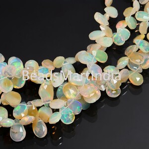 3.5X5-10X14 mm Ethiopian Opal Briolettes, Natural Fire Opal Pear Beads, Jewelry Supplies, Ethiopian Fire Opal Strand, Gemstone For Jewelry.