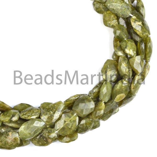 Idocrase Faceted Nuggets Shape Beads, 10x14-12x16mm Gemstone Beads, Faceted Idocrase Beads, Nuggets Shape Idocrase Beads, Green Idocrase