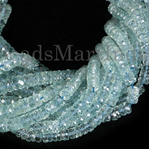3-9mm Aquamarine Faceted Tyre Gemstone Natural Beads, Aquamarine Beads, Aquamarine Tyre Shape Beads, Aquamarine Faceted Beads, Aquamarine