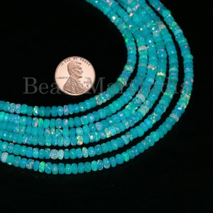 4-4.5mm Light Paraiba Opal Faceted Rondelle Beads, Beads For Jewelry Making/Necklace/Bracelet, Welo Ethiopian Opal Gemstone Beads,