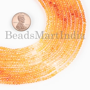 Faceted Carnelian Beads, Shaded Carnelian Rondelle Cut Beads, Natural Carnelian Gemstone Jewellery Beads, 3 mm Tiny Orange Wholesale Beads.