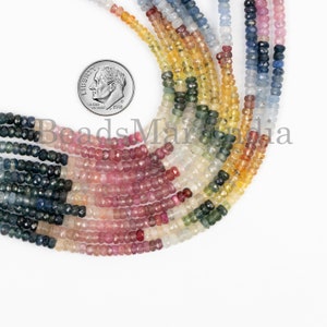 Natural Multi Sapphire Beads, Multi Sapphire Faceted Beads, 3-3.5 mm Sapphire Rondelle Beads, Sapphire Gemstone Beads,Sapphire Natural Beads