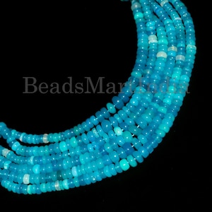 Blue Ethiopian Opal Beads, 3.5-5 mm Opal Beads, Blue Ethiopian Opal Smooth Rondelle Beads, Blue Ethiopian Opal Rondelle Beads, Opal Beads