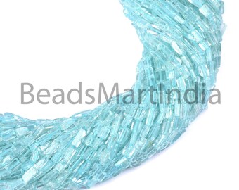 Aquamarine Plain Long Square Shape Beads, Bricks Shape Beads, Natural Aquamarine Beads, Smooth Aquamarine Beads, Aquamarine Beads