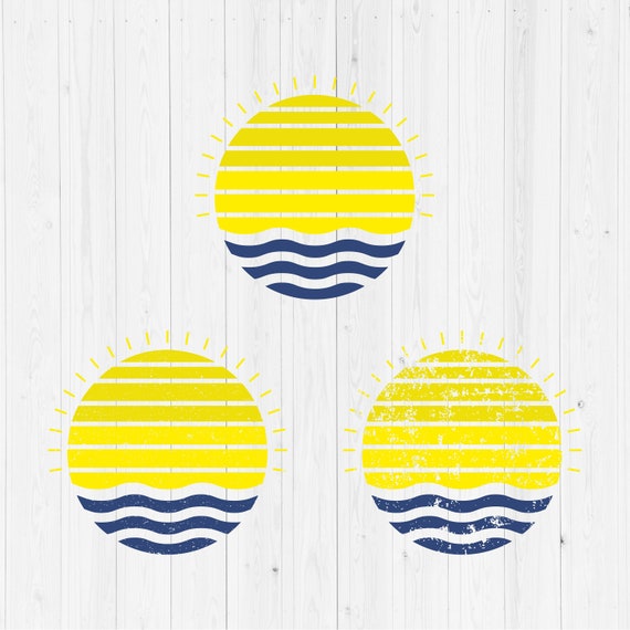 Download Distressed Vintage Sunset Background Svg Summer Svg Sea Wave Etsy